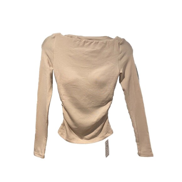 NEW OGL Top Womens XS Cream Thermal Ruched Built In Bra Old Money Minimalist - Picture 1 of 6